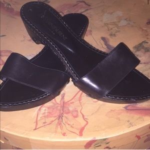 Yves St. Laurent wooden clog black sandal